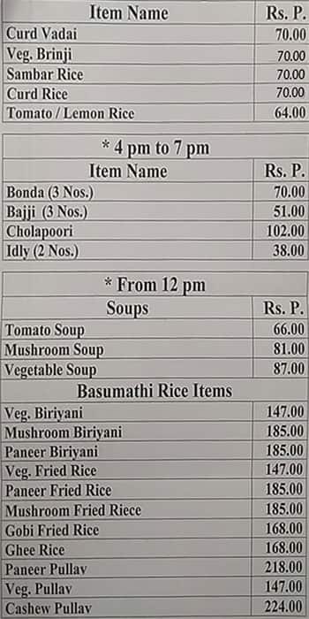 Hotel Pallav menu
