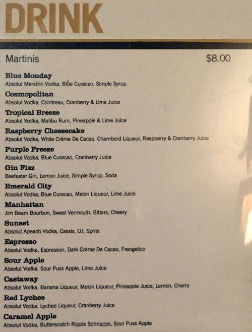 Menu at Kimberly Lounge Four Points by Sheraton pub & bar, Richmond