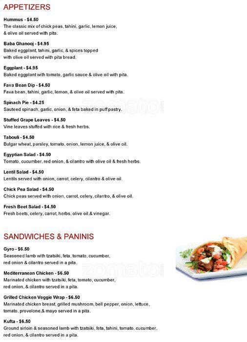 Astor Mediterranean Menu, Menu for Astor Mediterranean, Adams