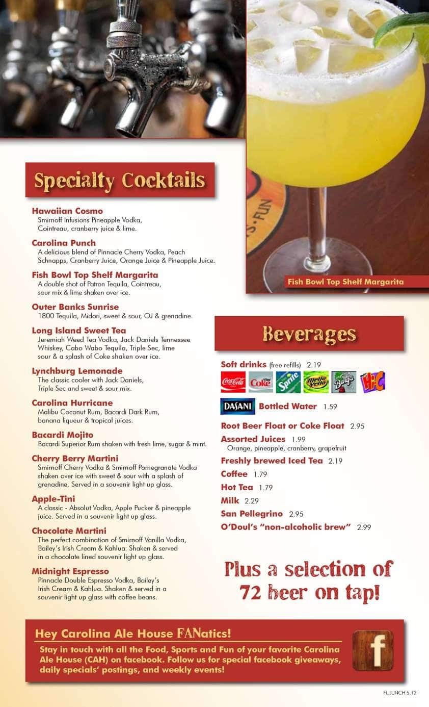 Menu at Carolina Ale House Doral pub & bar, Doral, NW 36th St