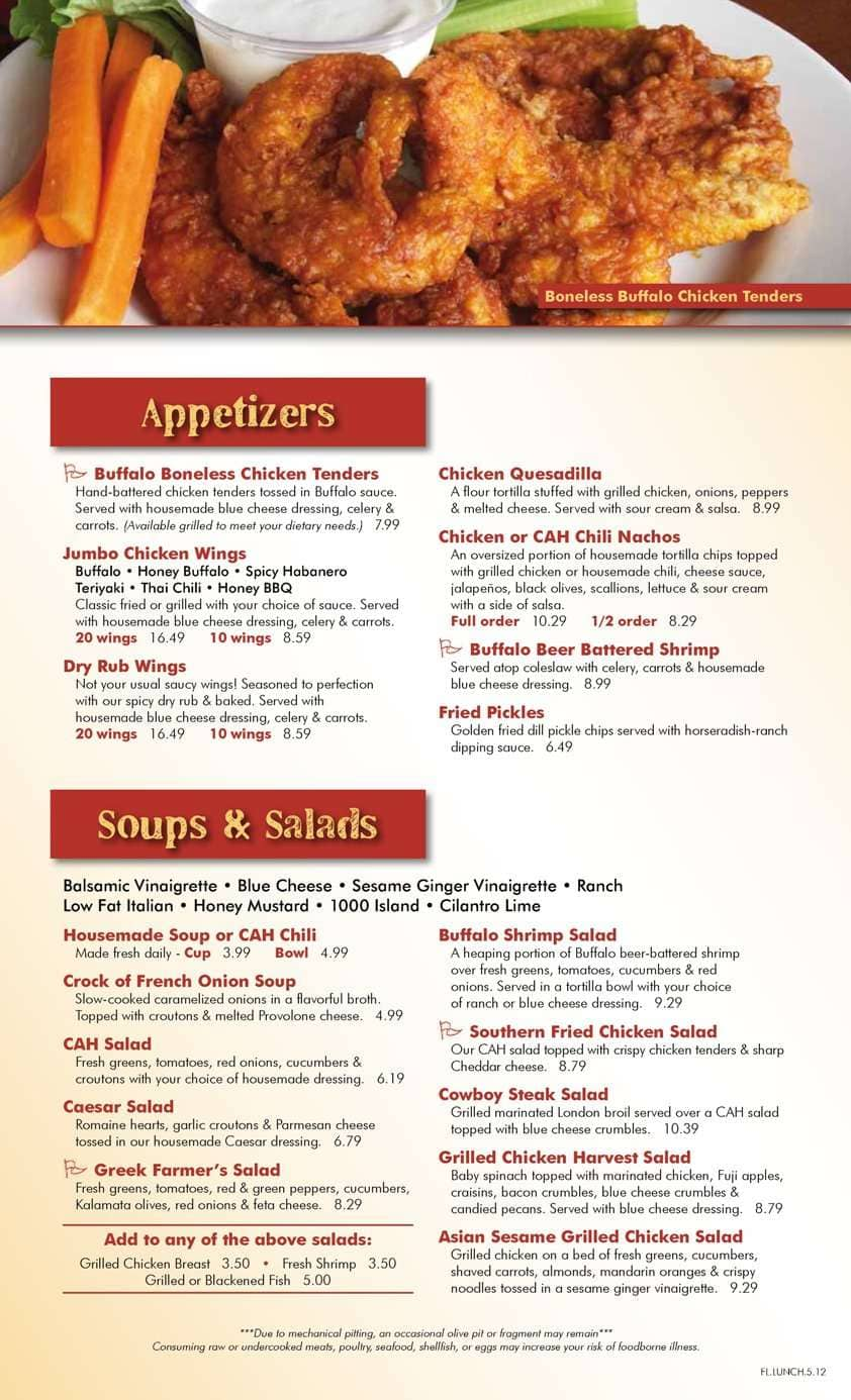 Menu At Carolina Ale House Pub Bar Doral Nw 36th St