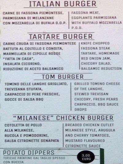 Menu di The Italian Street Burger 