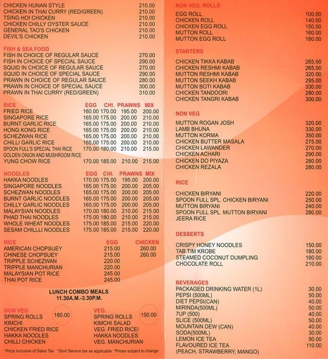 Spoonfull menu