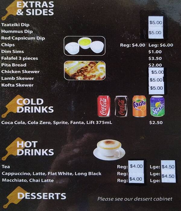 Menu at Kim Kebab fast food, Dandenong South