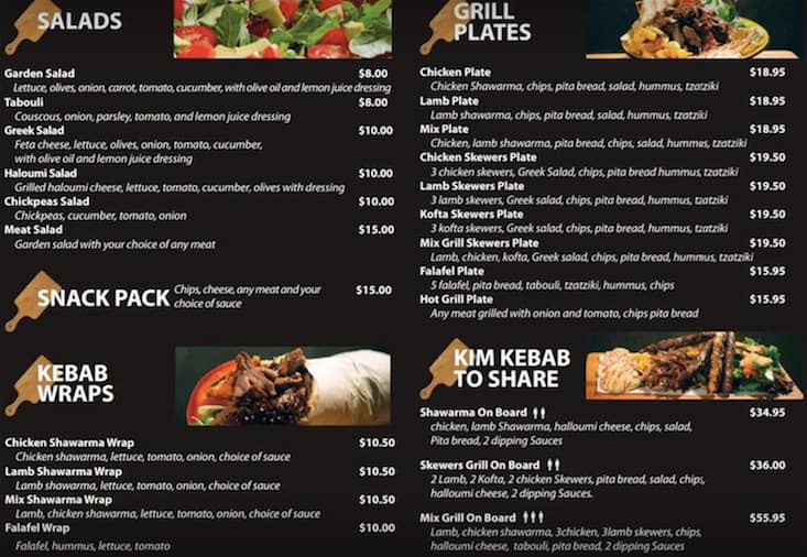  Menu  at Kim Kebab  fast food Dandenong South