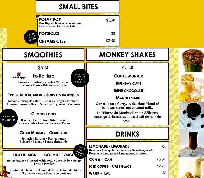 Le Monkey Bar Menu Menu For Le Monkey Bar St Boniface Winnipeg