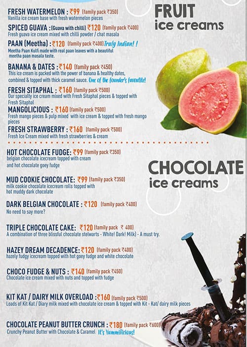 Menu of Ice Cream Factory & Shahi Darbar, Gotri, Vadodara