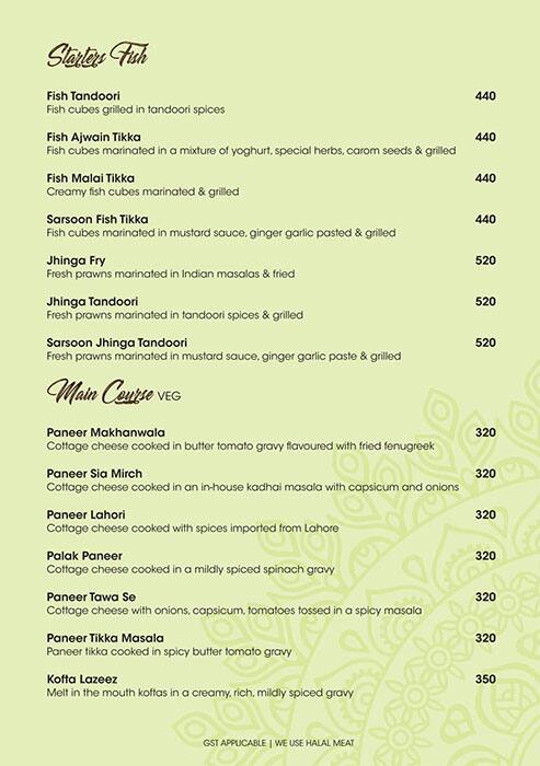 Kareem's kebab & biryani menu