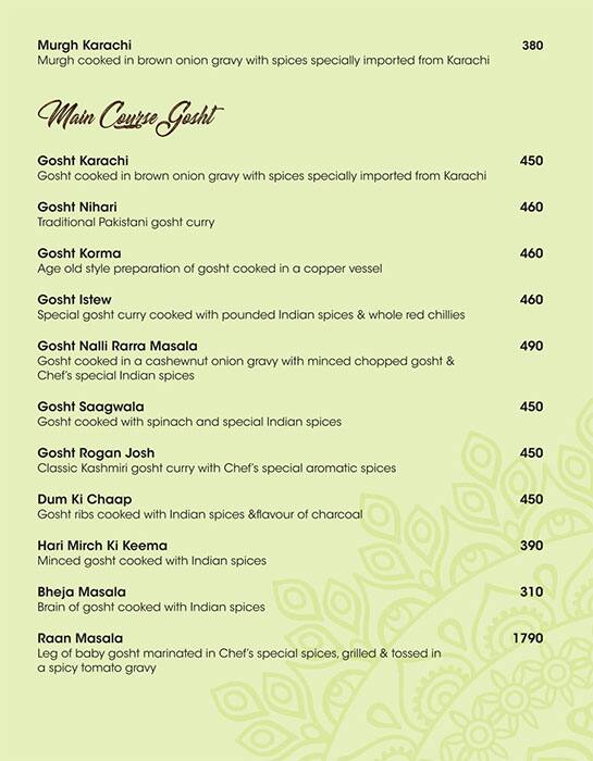 Kareem's kebab & biryani menu