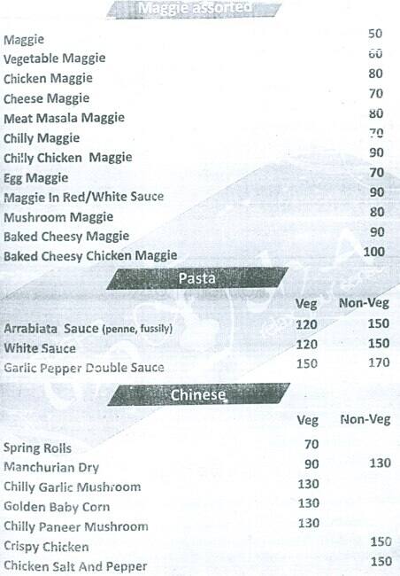 Cafe Moksha menu