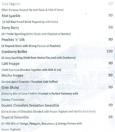 Cafe Moksha menu