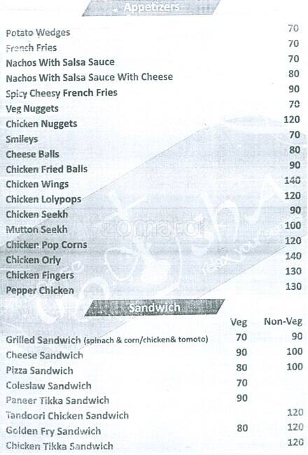 Cafe Moksha menu