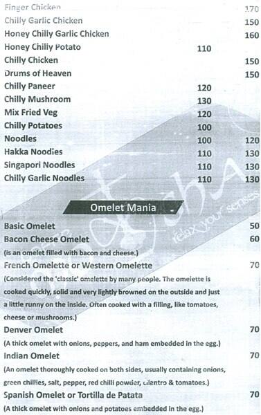 Cafe Moksha menu