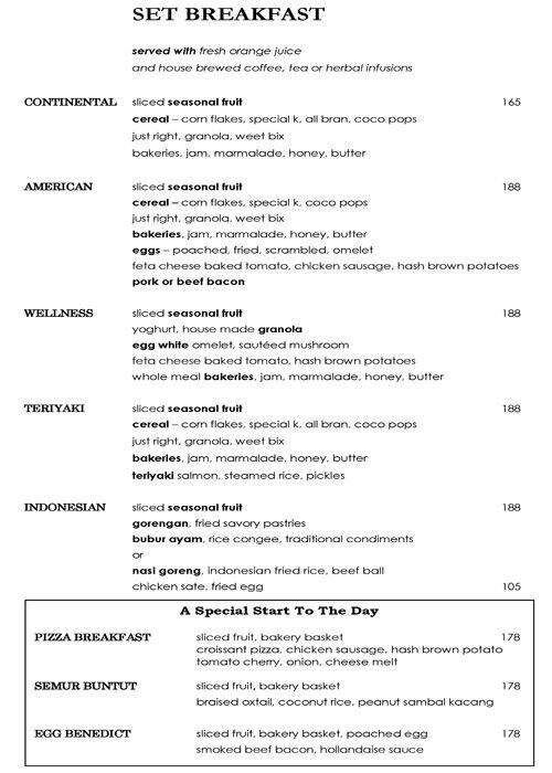 Pacific Restaurant and Lounge The Ritz Carlton Pacific Place Menu