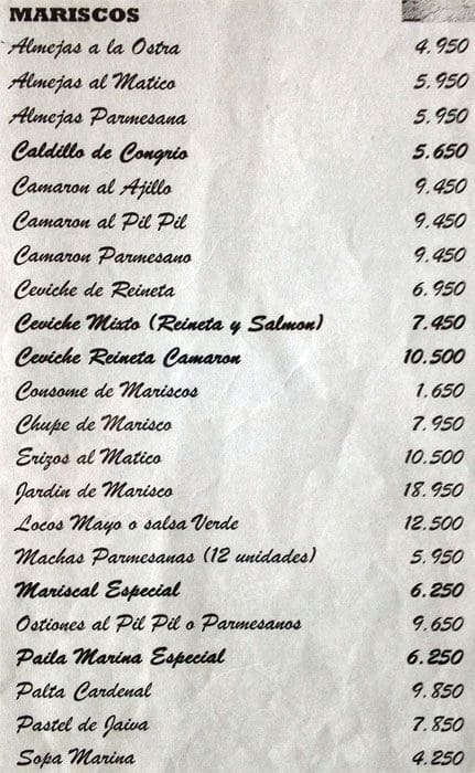 el colonial menu
