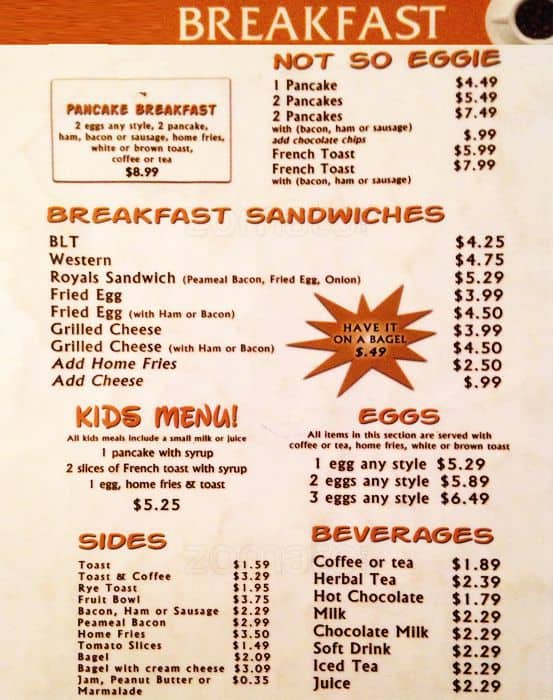 a restaurant menu