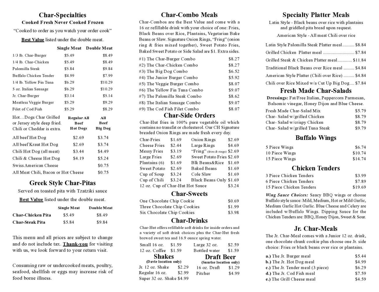 CharHut Menu, Menu for CharHut, Davie, Miami Urbanspoon/Zomato