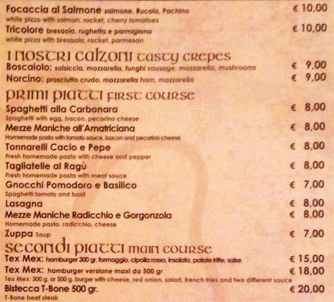 Menu di Shamrock 