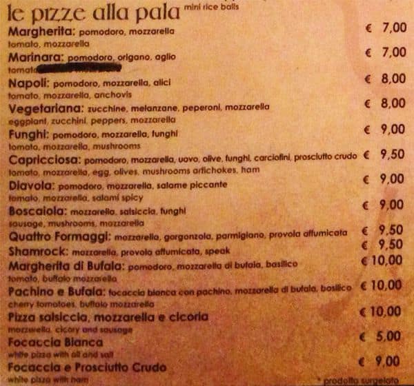 Menu di Shamrock 