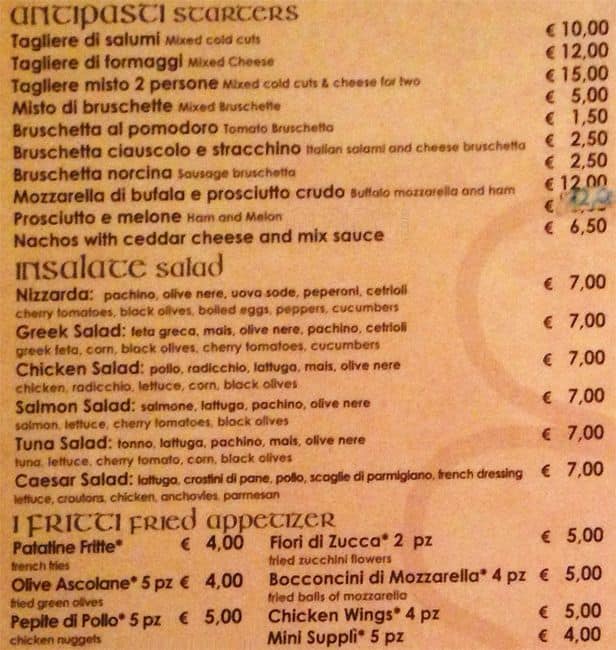 Menu di Shamrock 