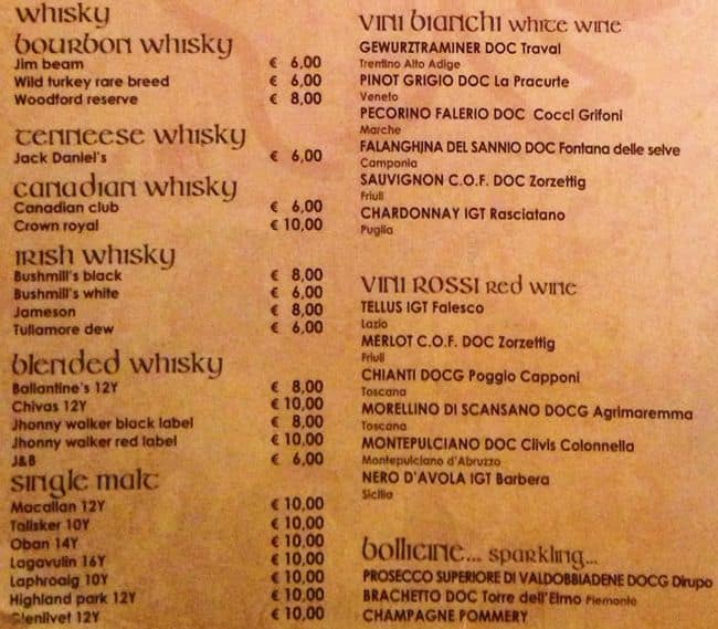 Menu di Shamrock 