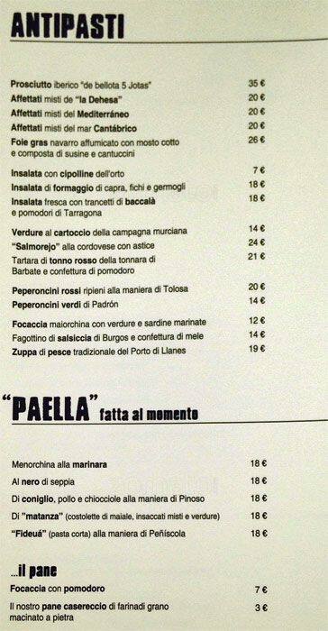 El Altillo Speisekarte