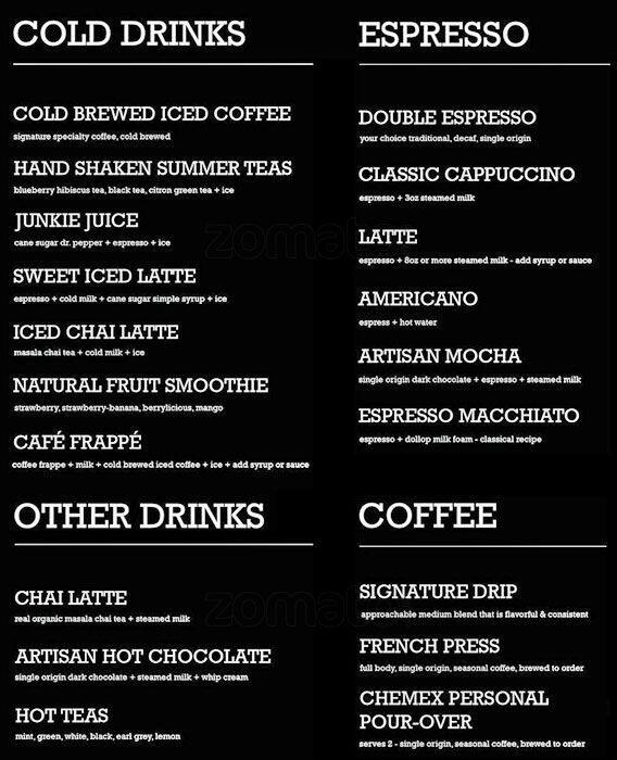 Brew Junkie Coffee House Menu, Menu for Brew Junkie Coffee House