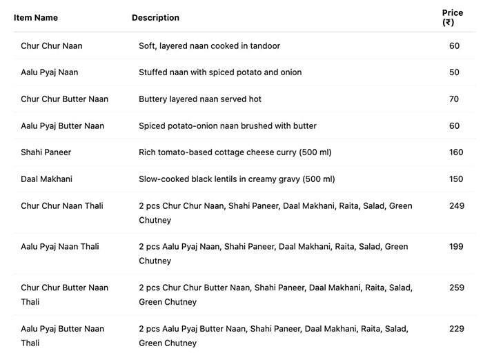 Menu