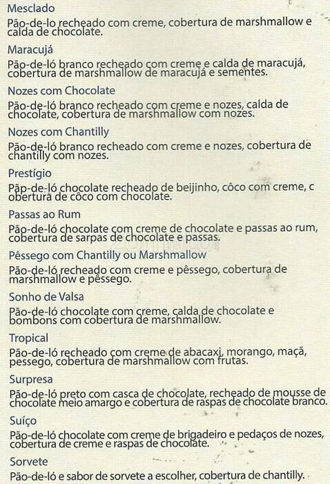 Padaria Nova Jardim França cardápio