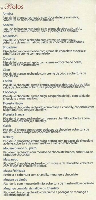 Padaria Nova Jardim França cardápio