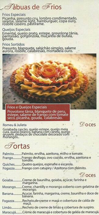 Padaria Nova Jardim França cardápio