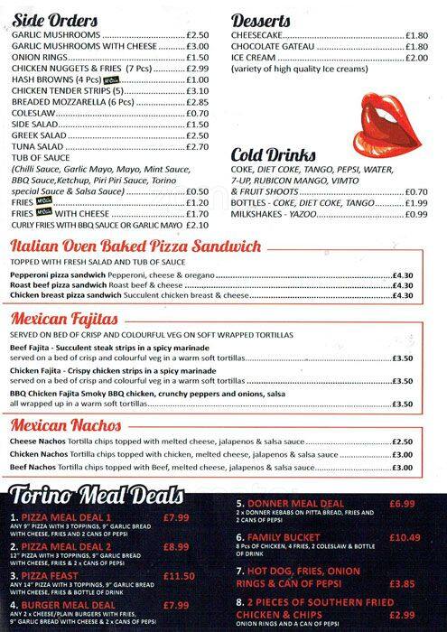 Torino menu