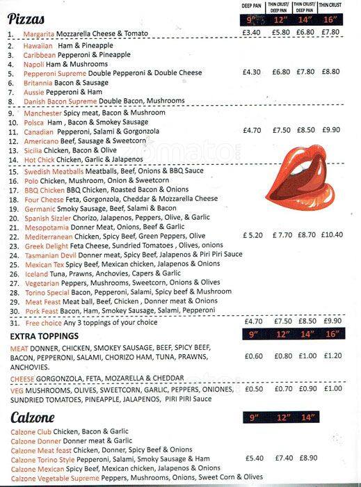 Torino menu