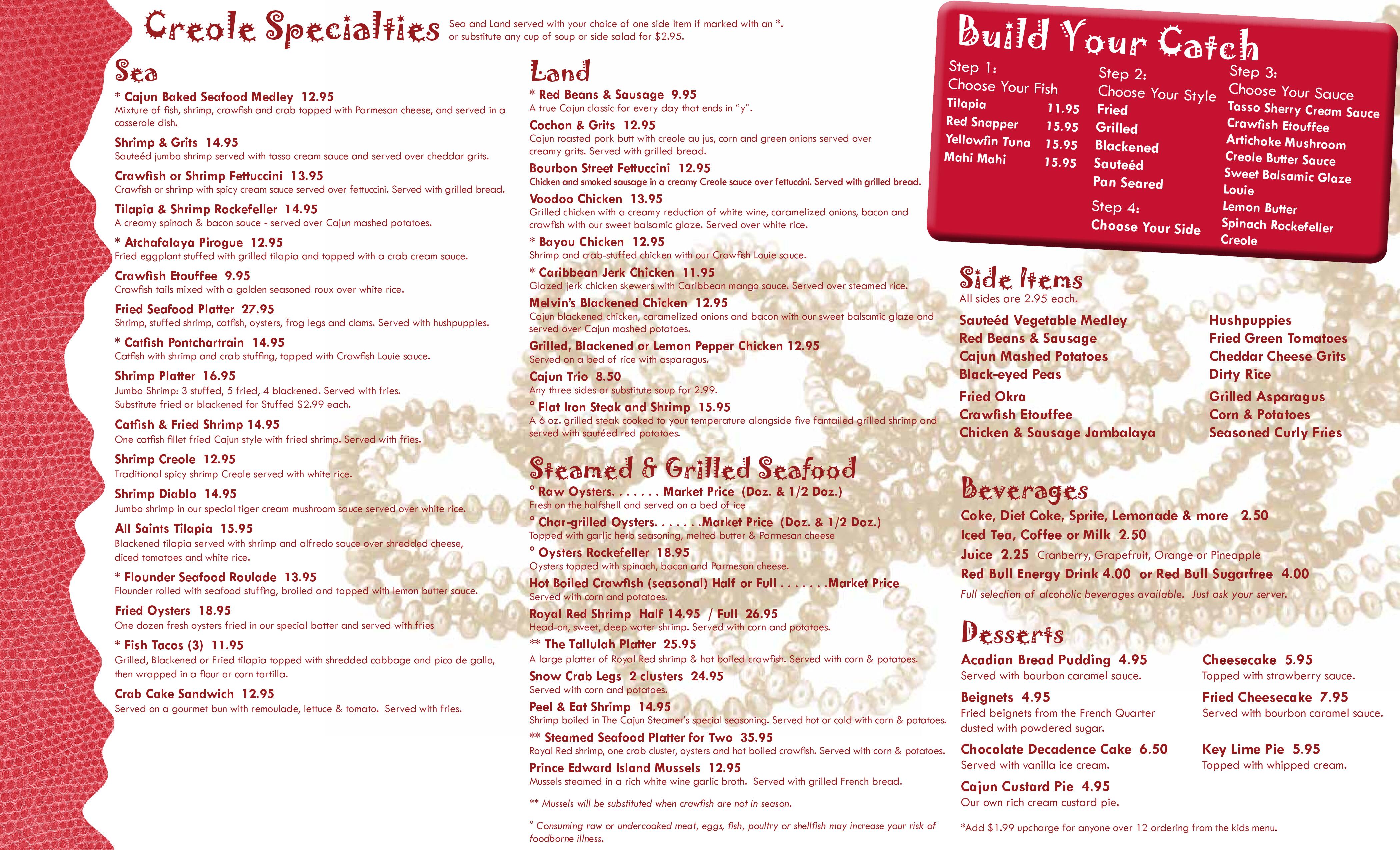 Menu at Cajun Steamer pub & bar, Hoover, new Patton Creek Shopping Center