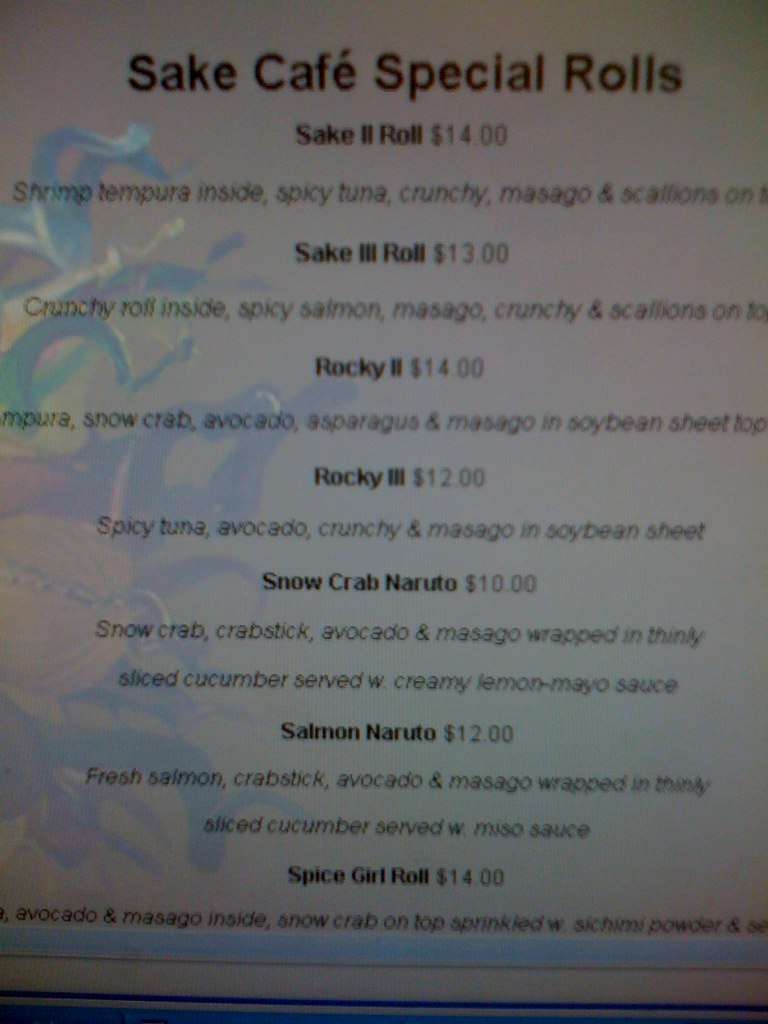 Sake Cafe Uptown Menu, Menu for Sake Cafe Uptown, Garden District, New Orleans Urbanspoon/Zomato