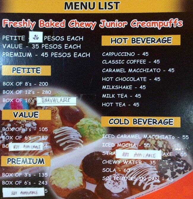 Chewy Junior Menu, Menu for Chewy Junior, Capitol Site, Cebu City Zomato Philippines