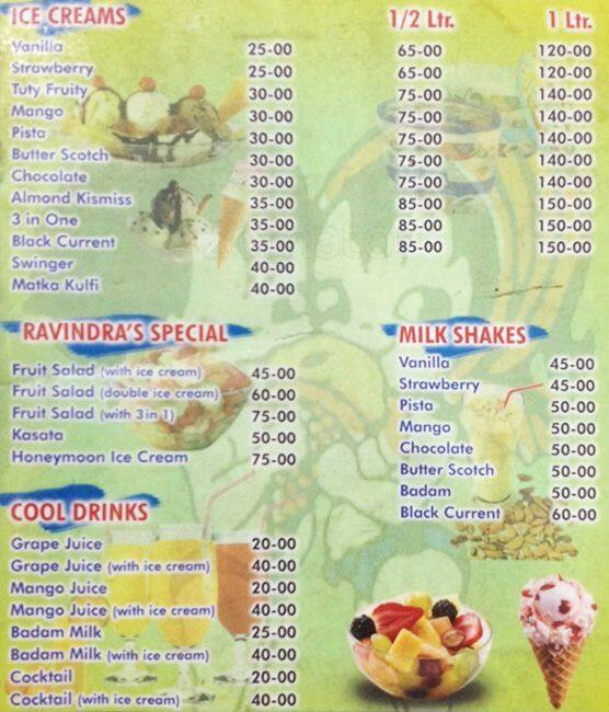 Ravindra Ice Cream & Cool Drinks Menu Zomato