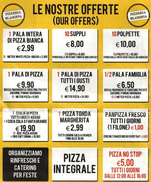 Menu di Pizzeria Blaserna 