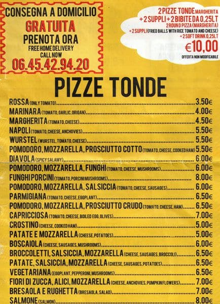Menu di Pizzeria Blaserna 