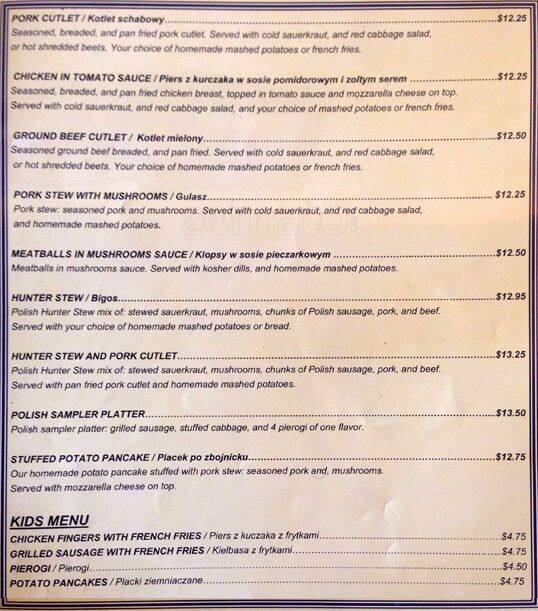 Menu at Taste Of Europe restaurant, Matthews