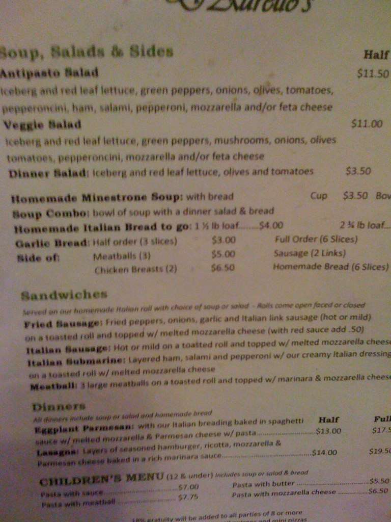 D'aurelios Menu, Menu untuk D'aurelios, Fort Bragg, Fort Bragg