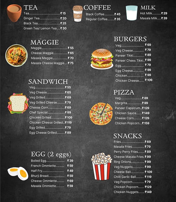 Menu of F3 Cafe, Sus, Pune