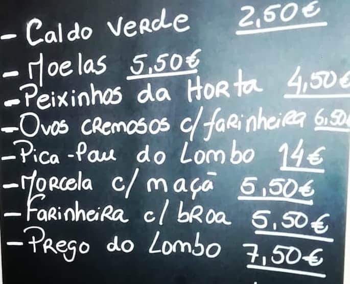 Menu em Metro e Meio restaurante cocktail bar, Lisboa, Avenida 5 de