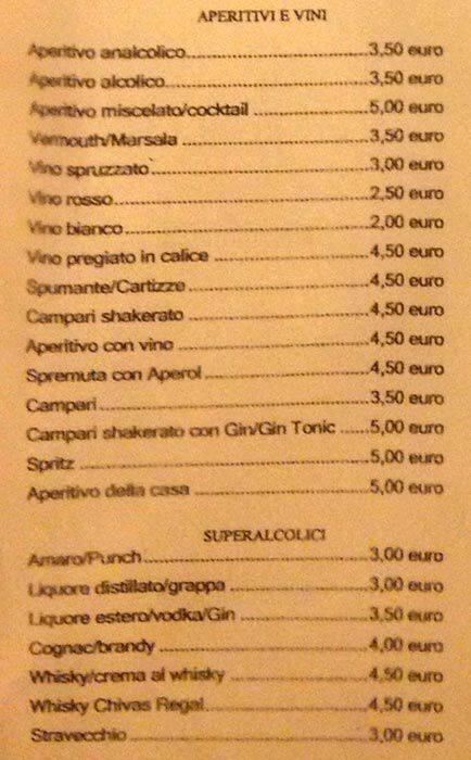 Menu di Ranieri's 
