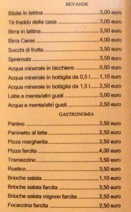 Menu di Ranieri's 