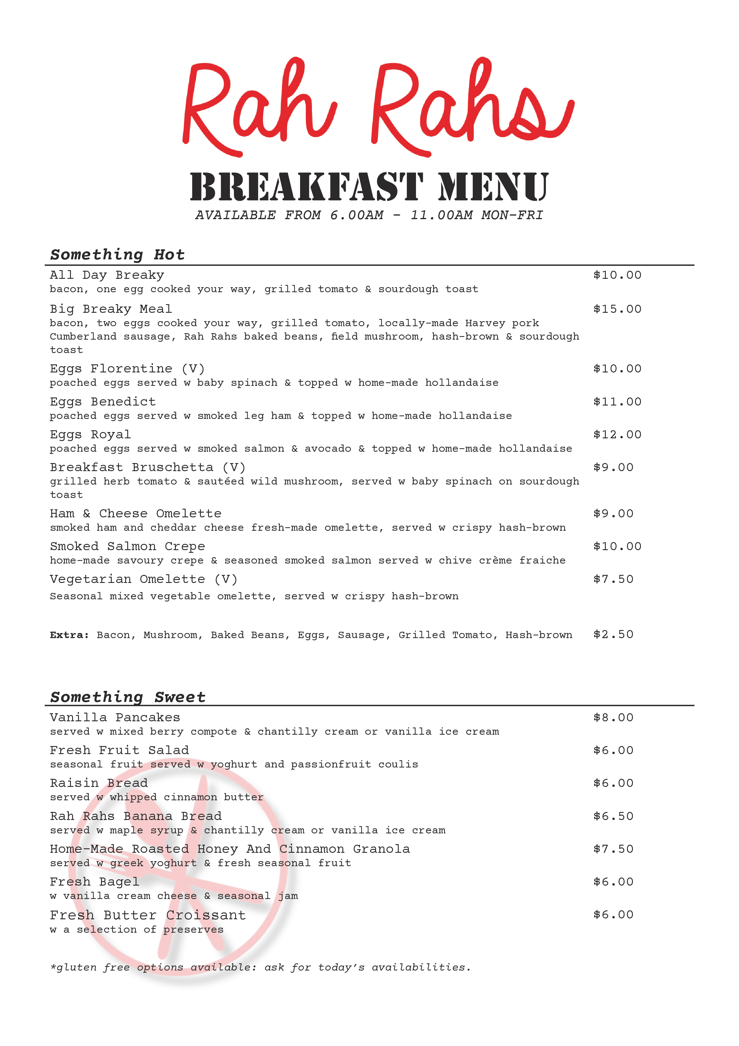 Rah Rah's Menu, Menu for Rah Rah's, Kardinya, Perth Urbanspoon/Zomato