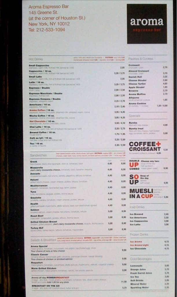  Aroma  Espresso Bar Menu  Menu  for Aroma  Espresso Bar 