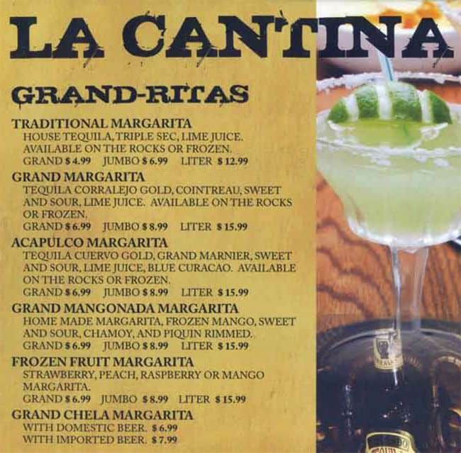 Grand Tequila Restaurant And Cantina Menu Urbanspoonzomato