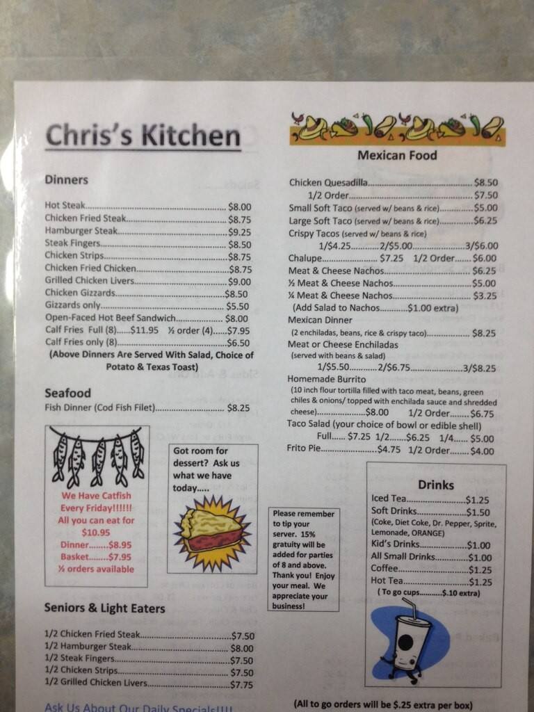 Carta de Chris' Kitchen