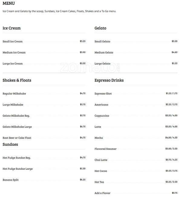 Glacier Ice Cream Menu, Menu for Glacier Ice Cream, Lowry, Denver Urbanspoon/Zomato